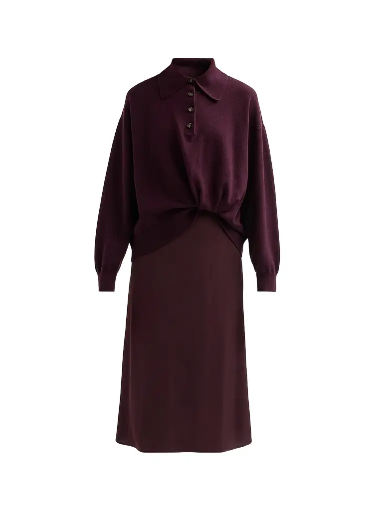 3.1 Phillip Lim Women's Mixed-Media Wool-Blend Midi Dress