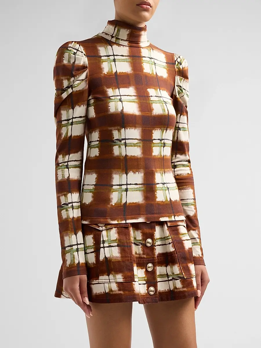 Cara Cara Women's Chira Blurred Plaid Turtleneck Top | Thumbnail 4 Cara Cara Women's Chira Blurred Plaid Turtleneck Top | Thumbnail 4