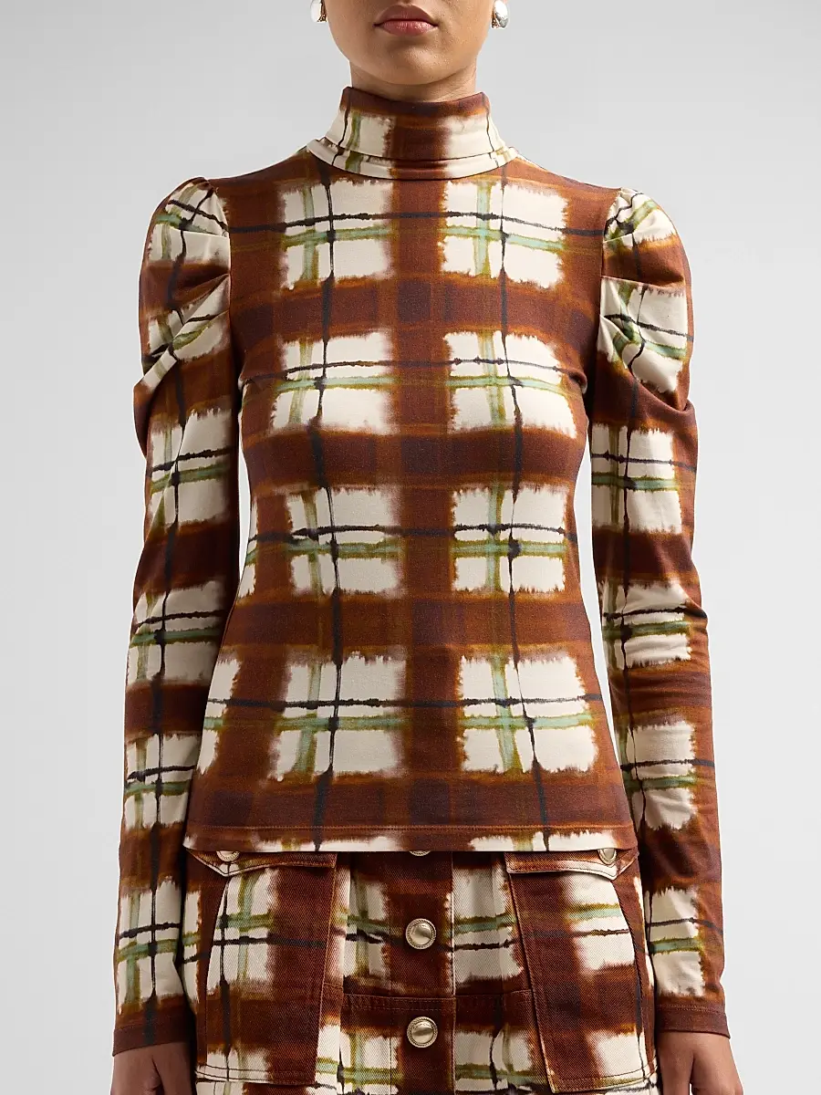 Cara Cara Women's Chira Blurred Plaid Turtleneck Top | Thumbnail 5 Cara Cara Women's Chira Blurred Plaid Turtleneck Top | Thumbnail 5