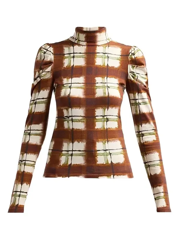 Cara Cara Women's Chira Blurred Plaid Turtleneck Top