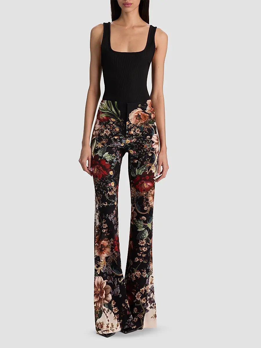 Alice + Olivia Women's Andrew Floral Bootcut Slim Pants | Thumbnail 2 Alice + Olivia Women's Andrew Floral Bootcut Slim Pants | Thumbnail 2