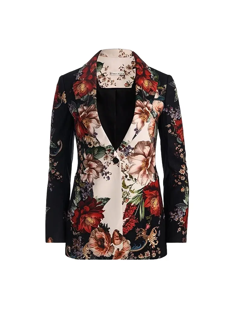 Alice + Olivia Women's Breann Floral Fitted Blazer - Floral Radiance | Image 1 Alice + Olivia Women's Breann Floral Fitted Blazer - Floral Radiance | Image 1