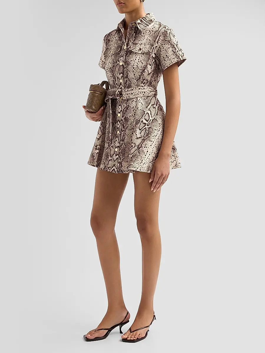 Cara Cara Women's Walter Snakeskin-Printed Cotton Canvas Mini Dress | Thumbnail 4 Cara Cara Women's Walter Snakeskin-Printed Cotton Canvas Mini Dress | Thumbnail 4