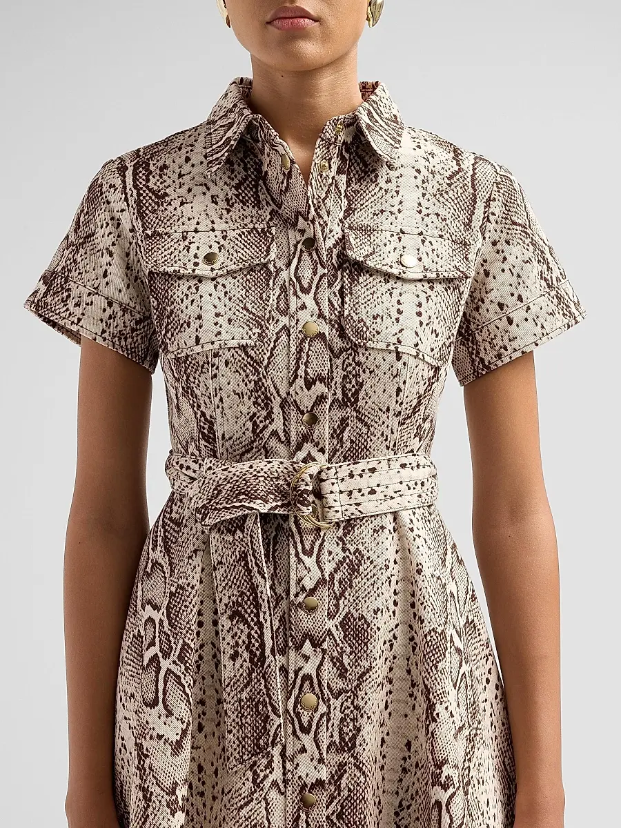 Cara Cara Women's Walter Snakeskin-Printed Cotton Canvas Mini Dress | Thumbnail 5 Cara Cara Women's Walter Snakeskin-Printed Cotton Canvas Mini Dress | Thumbnail 5