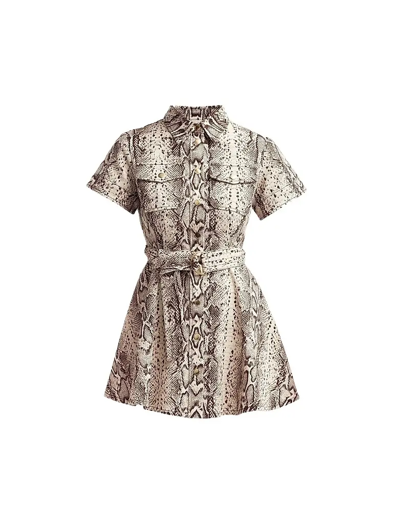 Cara Cara Women's Walter Snakeskin-Printed Cotton Canvas Mini Dress