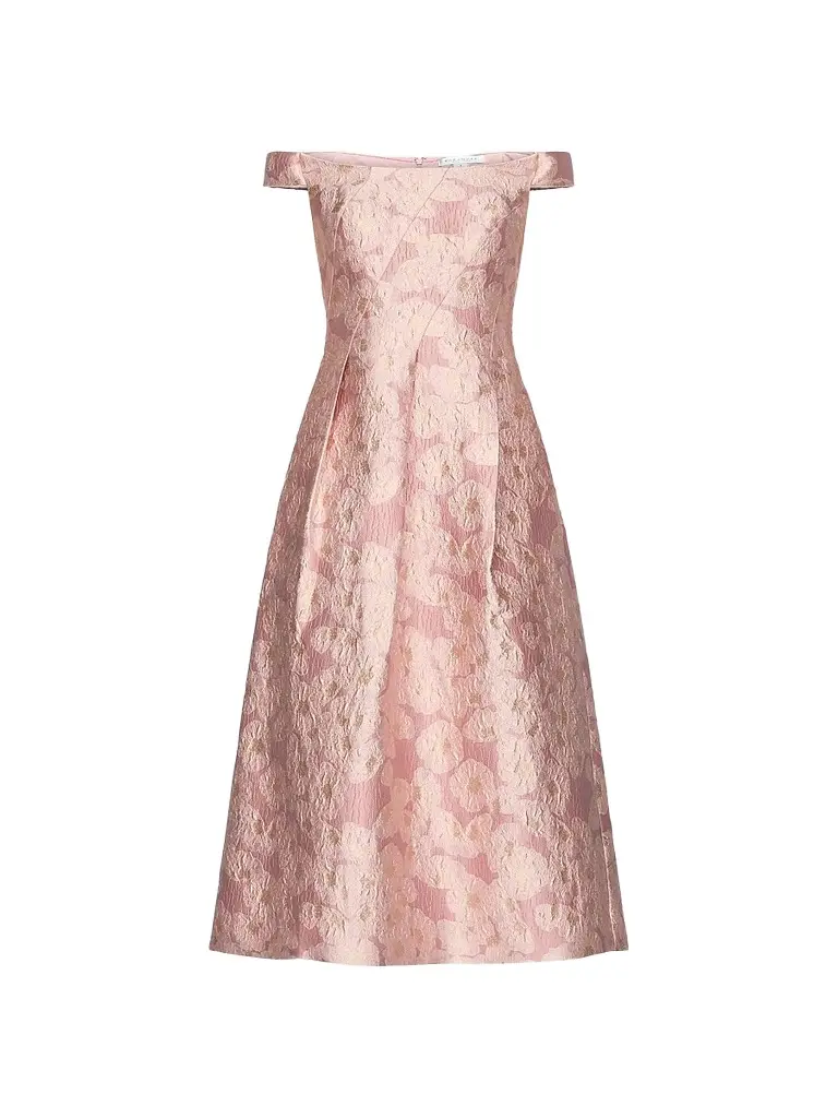 Kay Unger Women's Alina Floral Jacquard Tea-Length Cocktail Dress