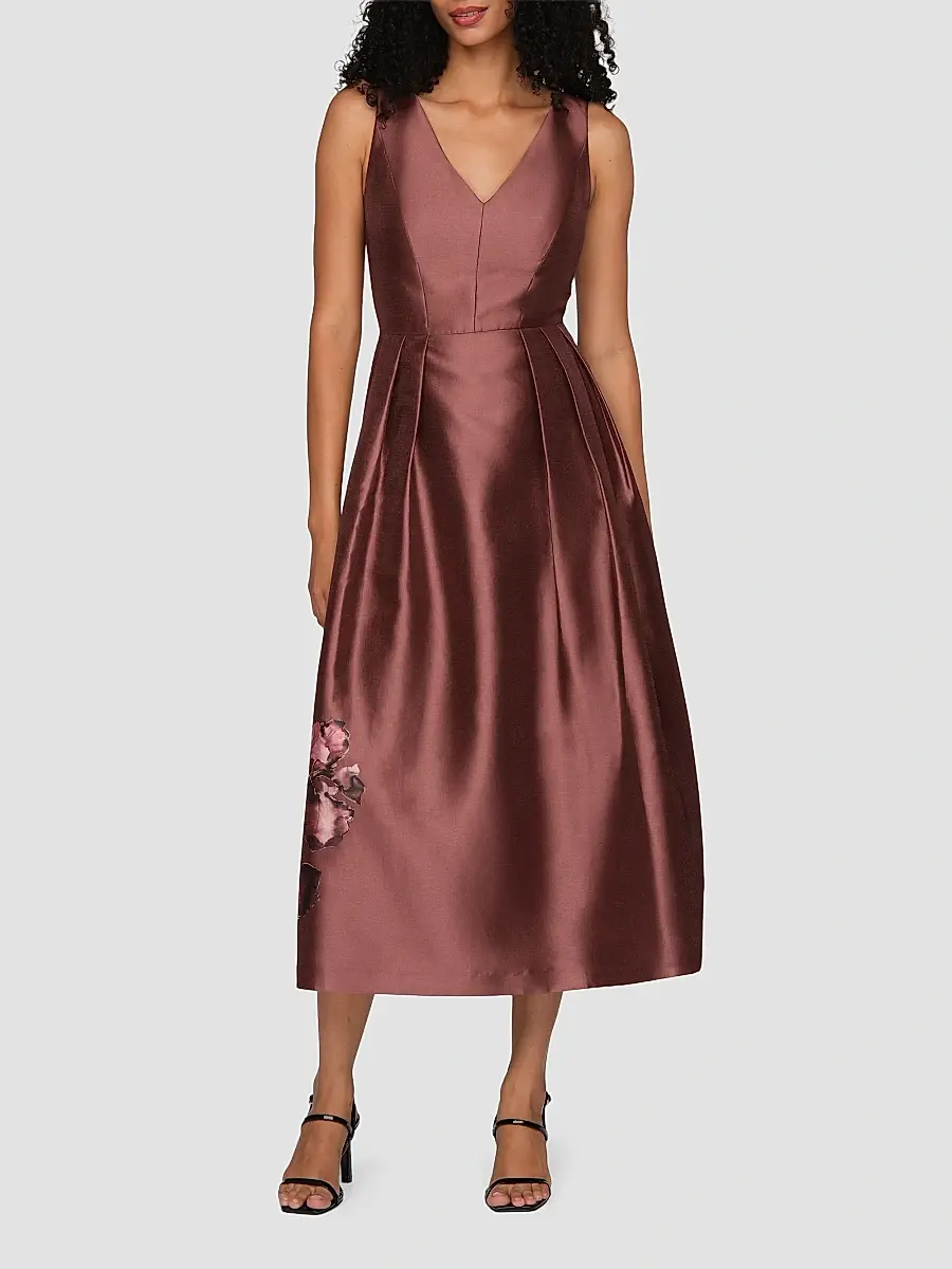 Kay Unger Women's Blakely Border Print Tea-Length Cocktail Dress | Thumbnail 2 Kay Unger Women's Blakely Border Print Tea-Length Cocktail Dress | Thumbnail 2