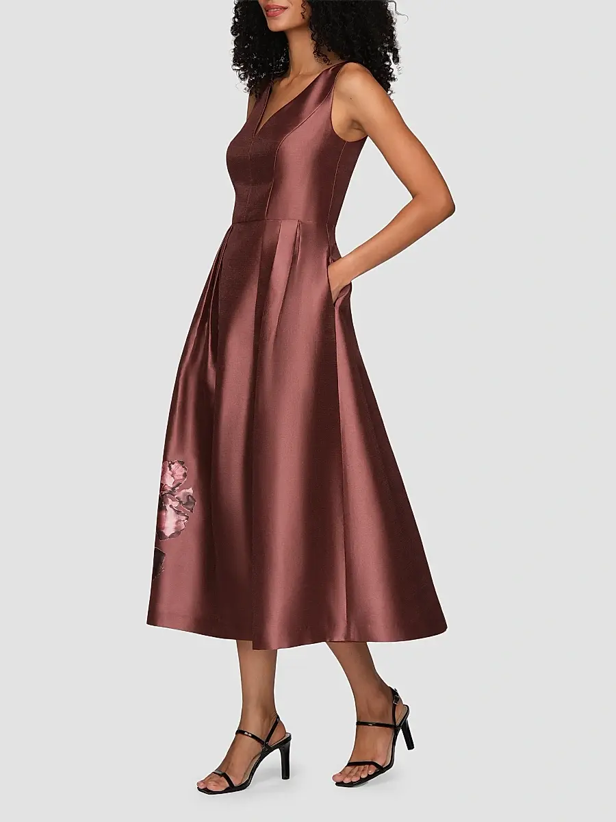Kay Unger Women's Blakely Border Print Tea-Length Cocktail Dress | Thumbnail 6 Kay Unger Women's Blakely Border Print Tea-Length Cocktail Dress | Thumbnail 6