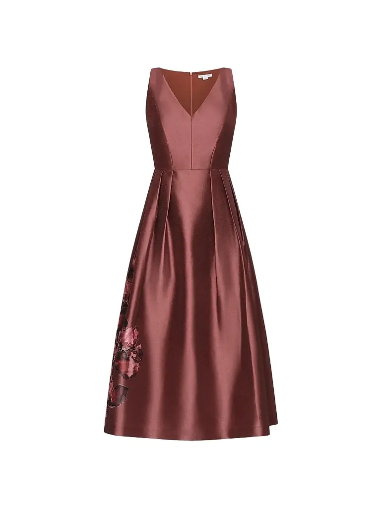 Kay Unger Women's Blakely Border Print Tea-Length Cocktail Dress