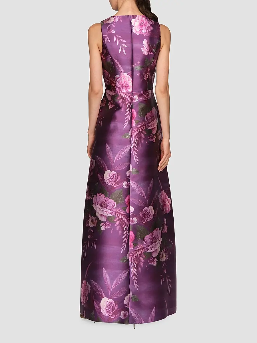 Kay Unger Women's Rosalind Floral V-Neck Gown | Thumbnail 3 Kay Unger Women's Rosalind Floral V-Neck Gown | Thumbnail 3