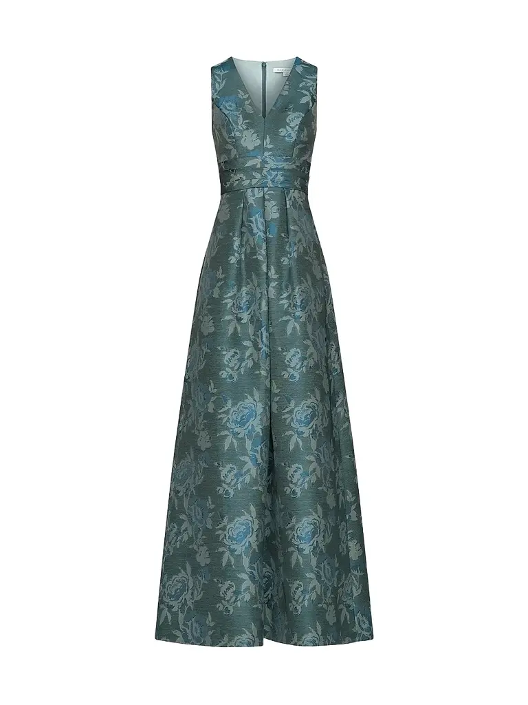 Kay Unger Women's Cameron Floral A-Line Gown