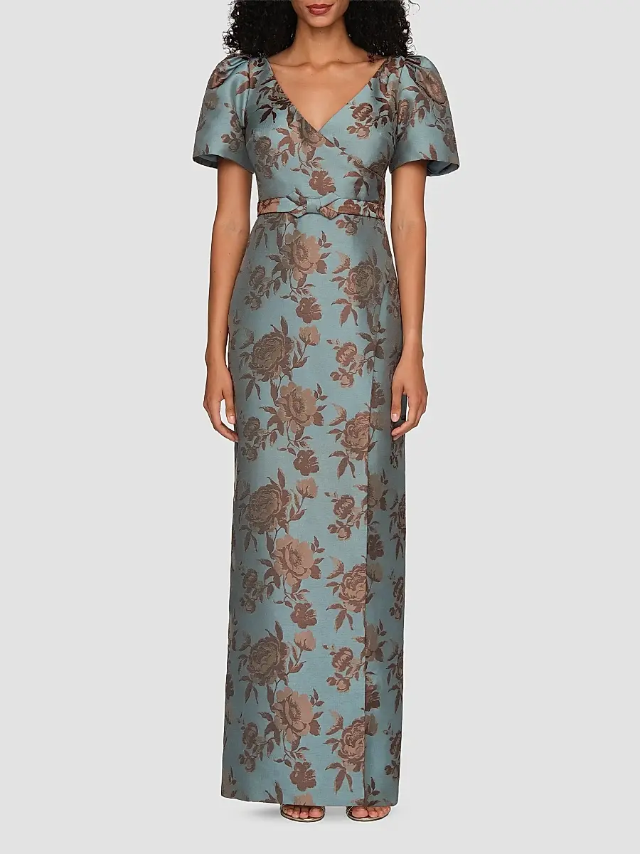 Kay Unger Women's Esmerelda Floral Jacqaurd Gown | Thumbnail 2 Kay Unger Women's Esmerelda Floral Jacqaurd Gown | Thumbnail 2