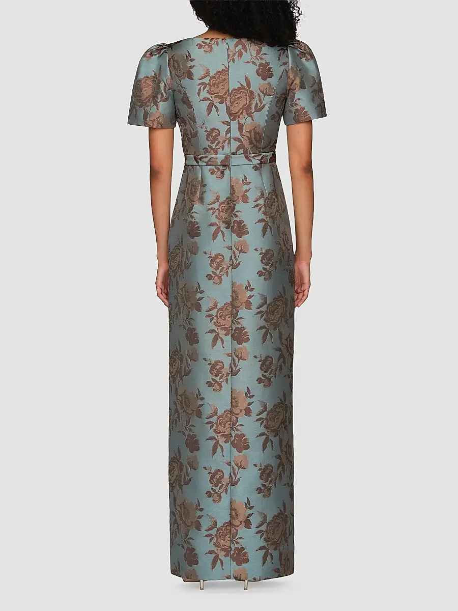 Kay Unger Women's Esmerelda Floral Jacqaurd Gown | Thumbnail 3 Kay Unger Women's Esmerelda Floral Jacqaurd Gown | Thumbnail 3