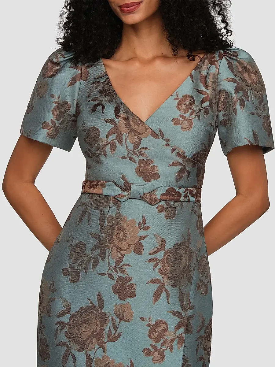 Kay Unger Women's Esmerelda Floral Jacqaurd Gown | Thumbnail 4 Kay Unger Women's Esmerelda Floral Jacqaurd Gown | Thumbnail 4