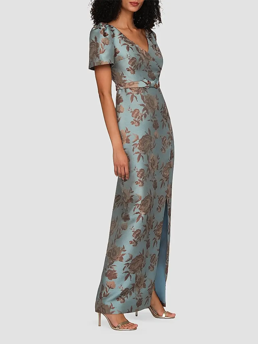 Kay Unger Women's Esmerelda Floral Jacqaurd Gown | Thumbnail 6 Kay Unger Women's Esmerelda Floral Jacqaurd Gown | Thumbnail 6