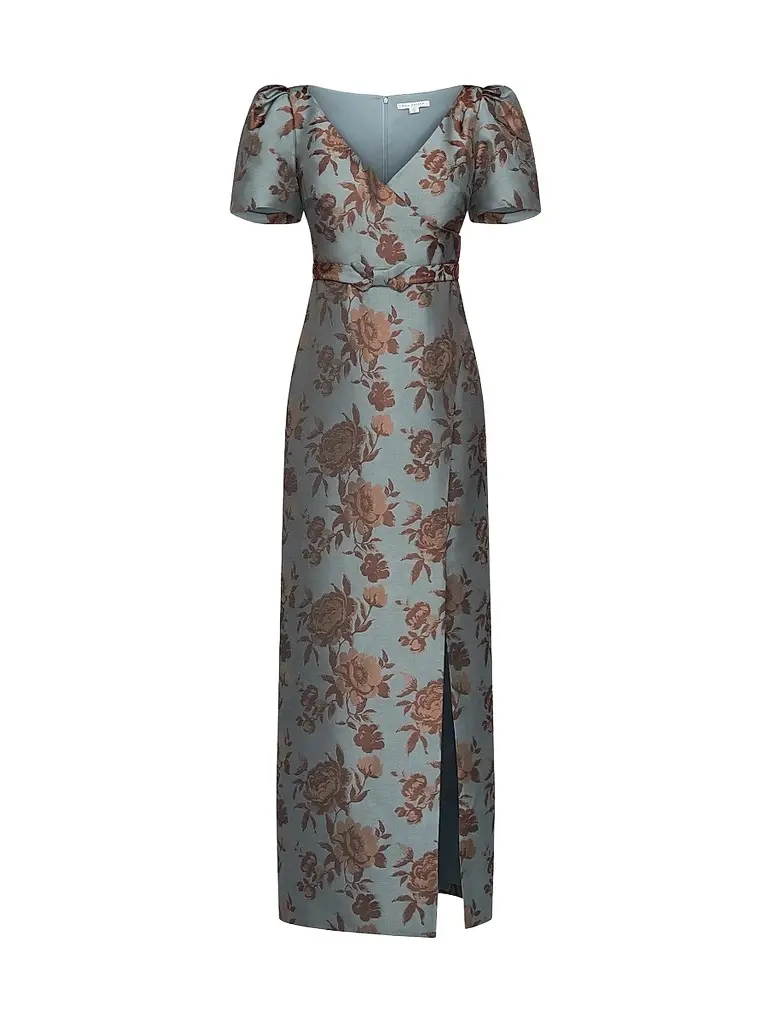 Kay Unger Women's Esmerelda Floral Jacqaurd Gown