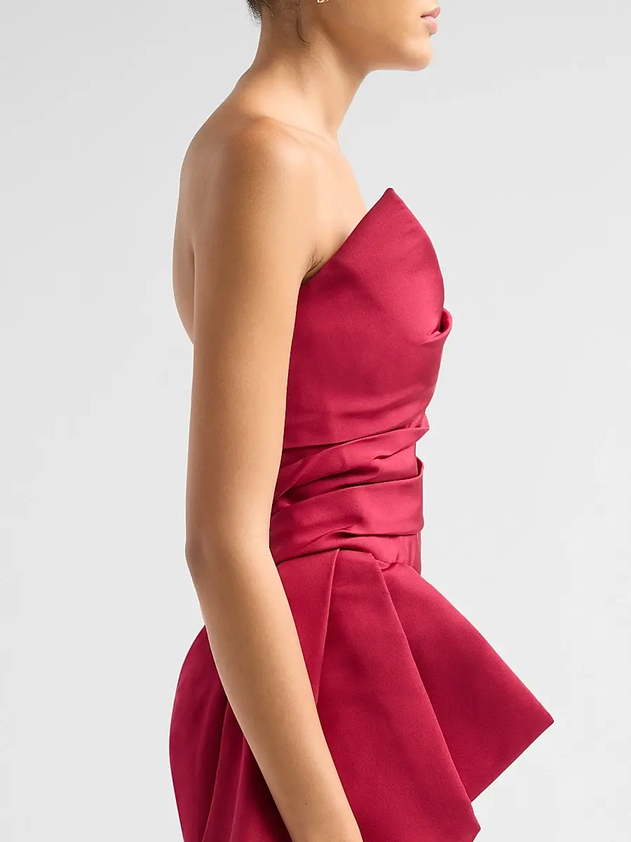MONIQUE LHUILLIER Women's Asymmetric Draped Silk Faille Gown | Thumbnail 5 MONIQUE LHUILLIER Women's Asymmetric Draped Silk Faille Gown | Thumbnail 5