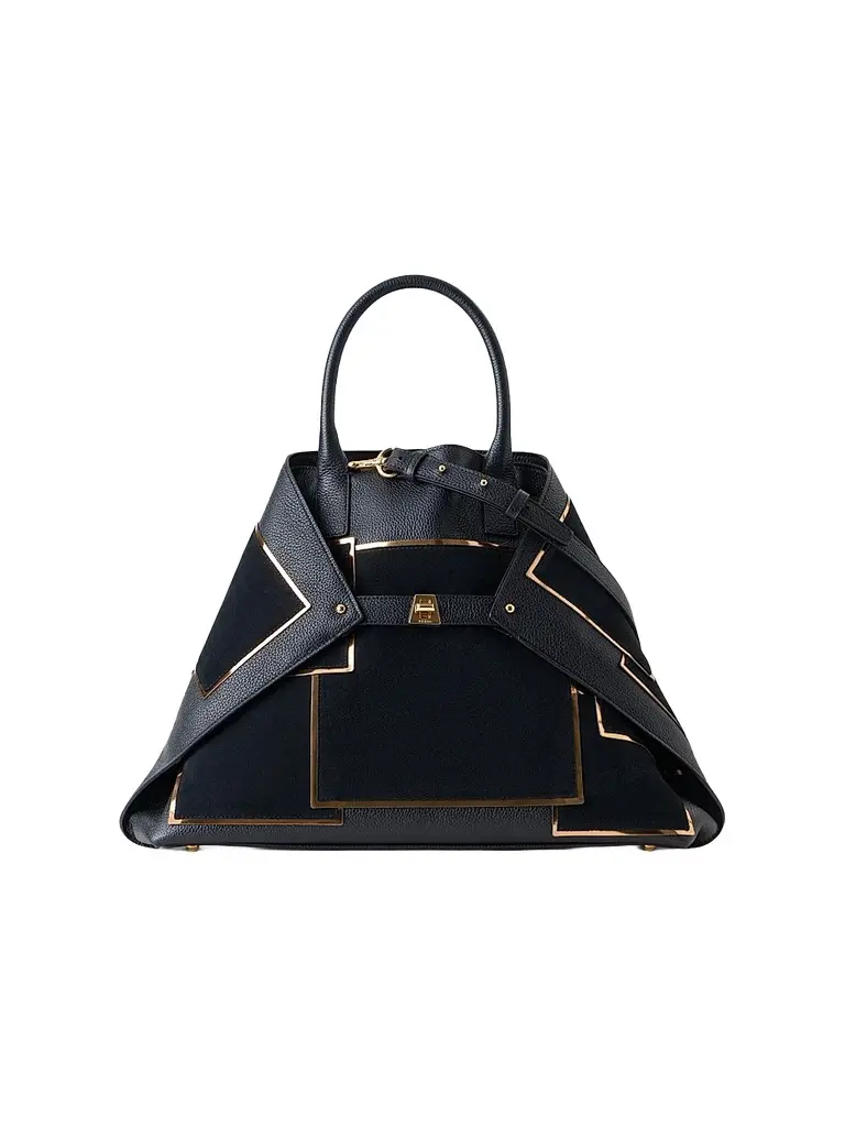 Akris punto Women's Ai Metallic Patchwork Leather Top-Handle Bag - Gold Black | Image 1 Akris punto Women's Ai Metallic Patchwork Leather Top-Handle Bag - Gold Black | Image 1