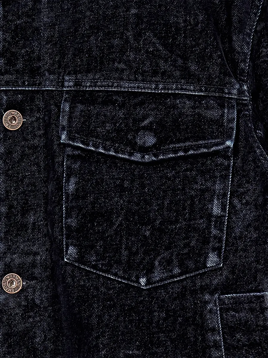 Emporio Armani Men's Flocked Denim Jacket | Thumbnail 3 Emporio Armani Men's Flocked Denim Jacket | Thumbnail 3