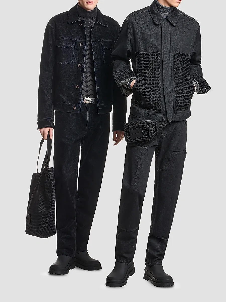 Emporio Armani Men's Flocked Denim Jacket | Thumbnail 4 Emporio Armani Men's Flocked Denim Jacket | Thumbnail 4