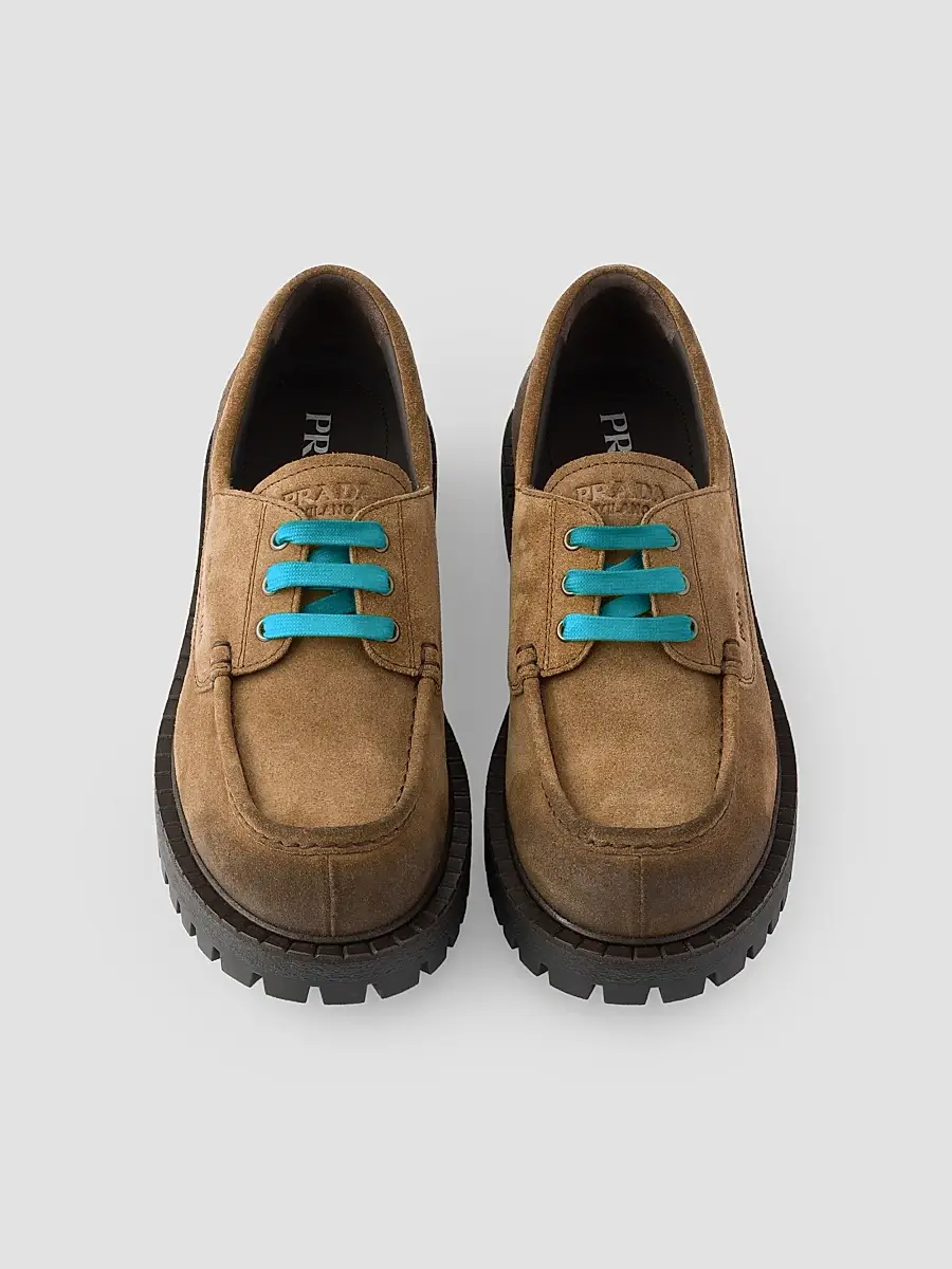 Prada Men's Waxed Suede Lace-up Shoes | Thumbnail 2 Prada Men's Waxed Suede Lace-up Shoes | Thumbnail 2
