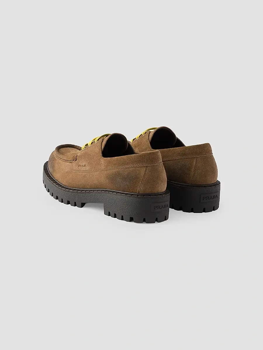 Prada Men's Waxed Suede Lace-up Shoes | Thumbnail 3 Prada Men's Waxed Suede Lace-up Shoes | Thumbnail 3