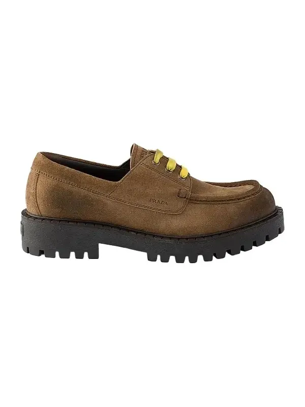 Prada Men's Waxed Suede Lace-up Shoes