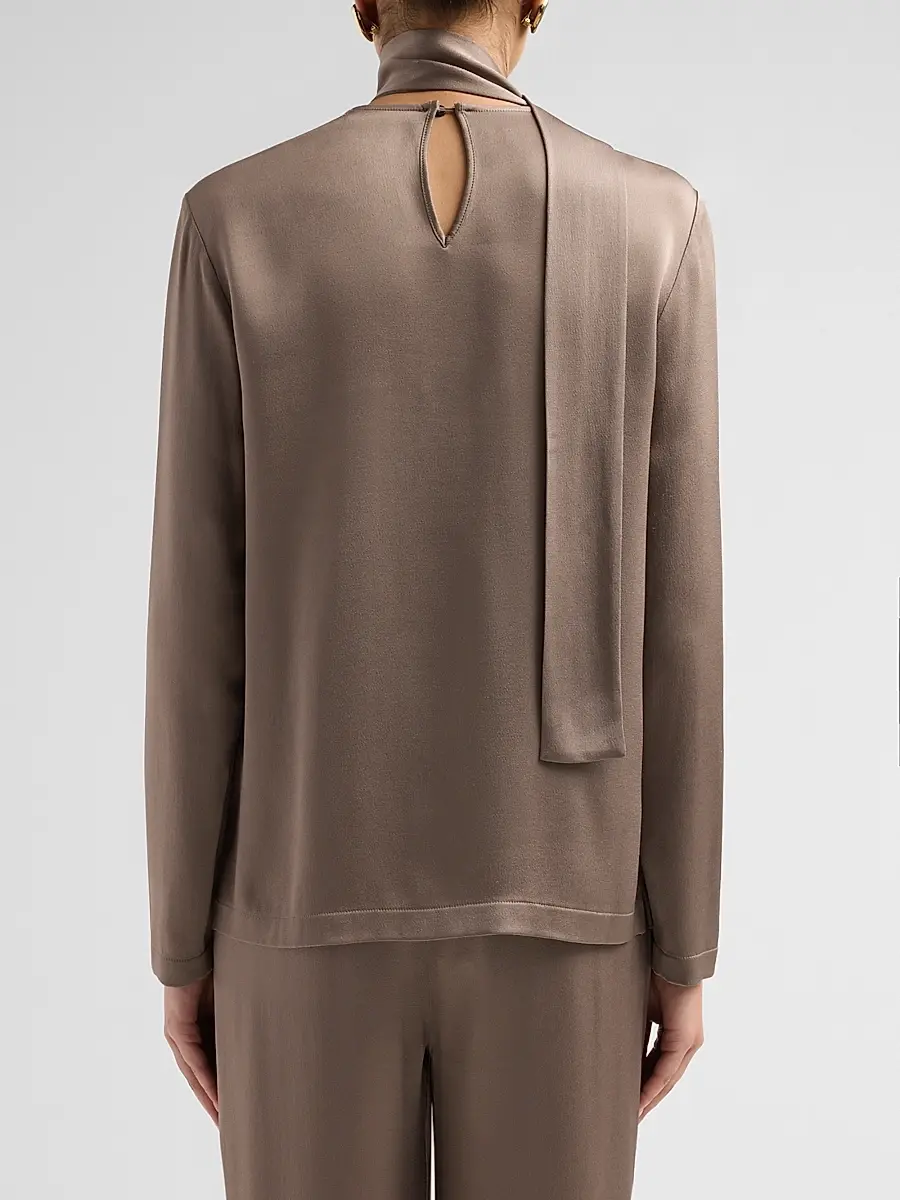 Fabiana Filippi Women's Filo Diamanté Knot Pin Satin Top | Thumbnail 3 Fabiana Filippi Women's Filo Diamanté Knot Pin Satin Top | Thumbnail 3