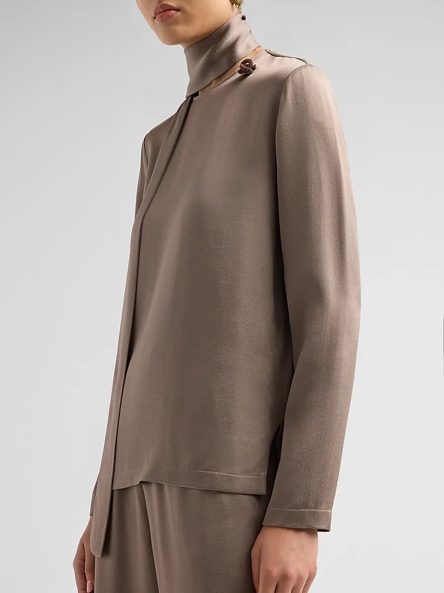 Fabiana Filippi Women's Filo Diamanté Knot Pin Satin Top | Thumbnail 5 Fabiana Filippi Women's Filo Diamanté Knot Pin Satin Top | Thumbnail 5