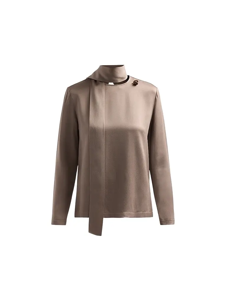 Fabiana Filippi Women's Filo Diamanté Knot Pin Satin Top - Falcon | Image 1 Fabiana Filippi Women's Filo Diamanté Knot Pin Satin Top - Falcon | Image 1
