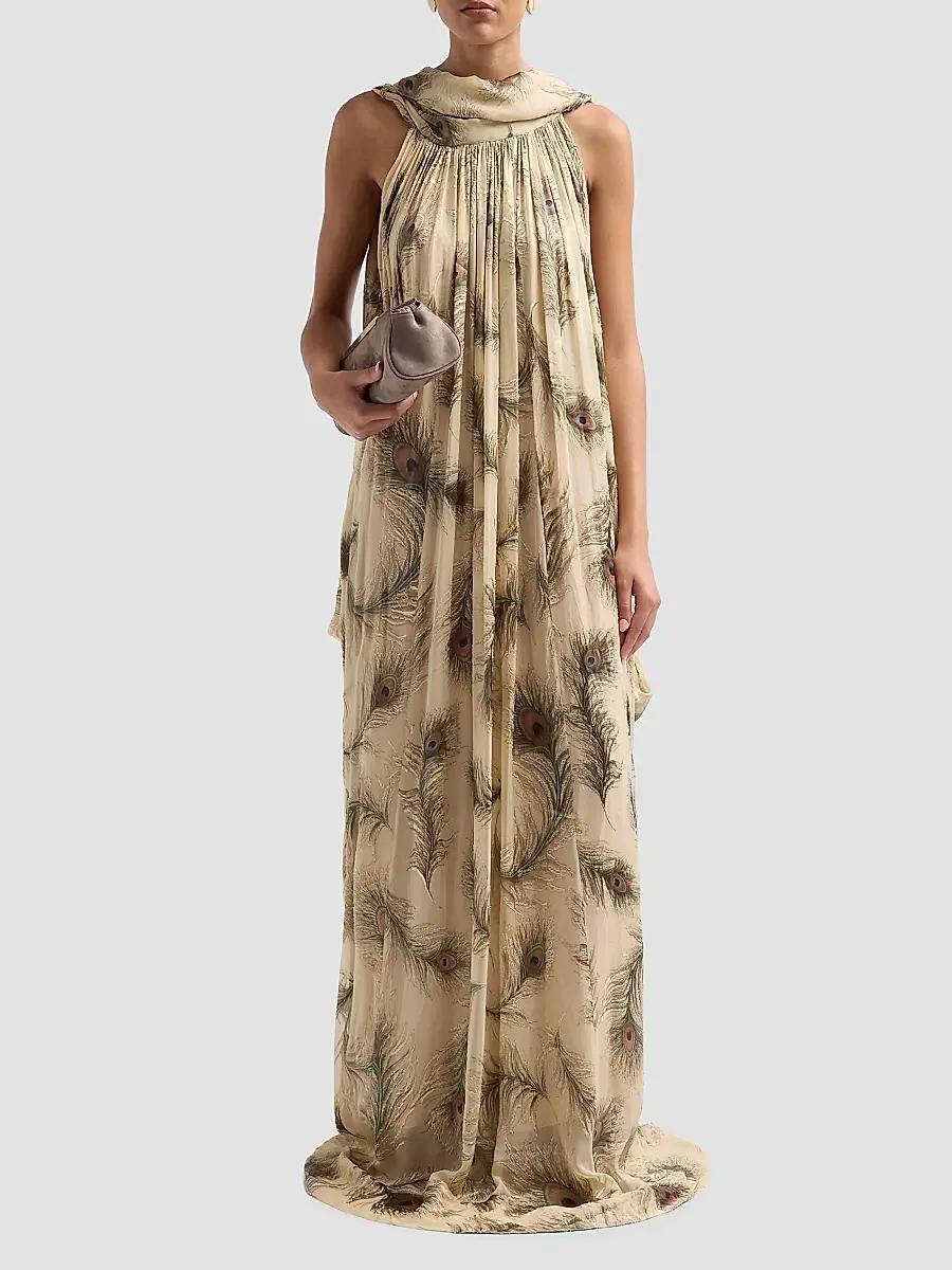 Zimmermann Women's Ascent Burnout Feather Halterneck Gown | Thumbnail 2 Zimmermann Women's Ascent Burnout Feather Halterneck Gown | Thumbnail 2