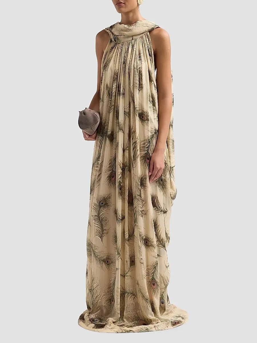Zimmermann Women's Ascent Burnout Feather Halterneck Gown | Thumbnail 4 Zimmermann Women's Ascent Burnout Feather Halterneck Gown | Thumbnail 4