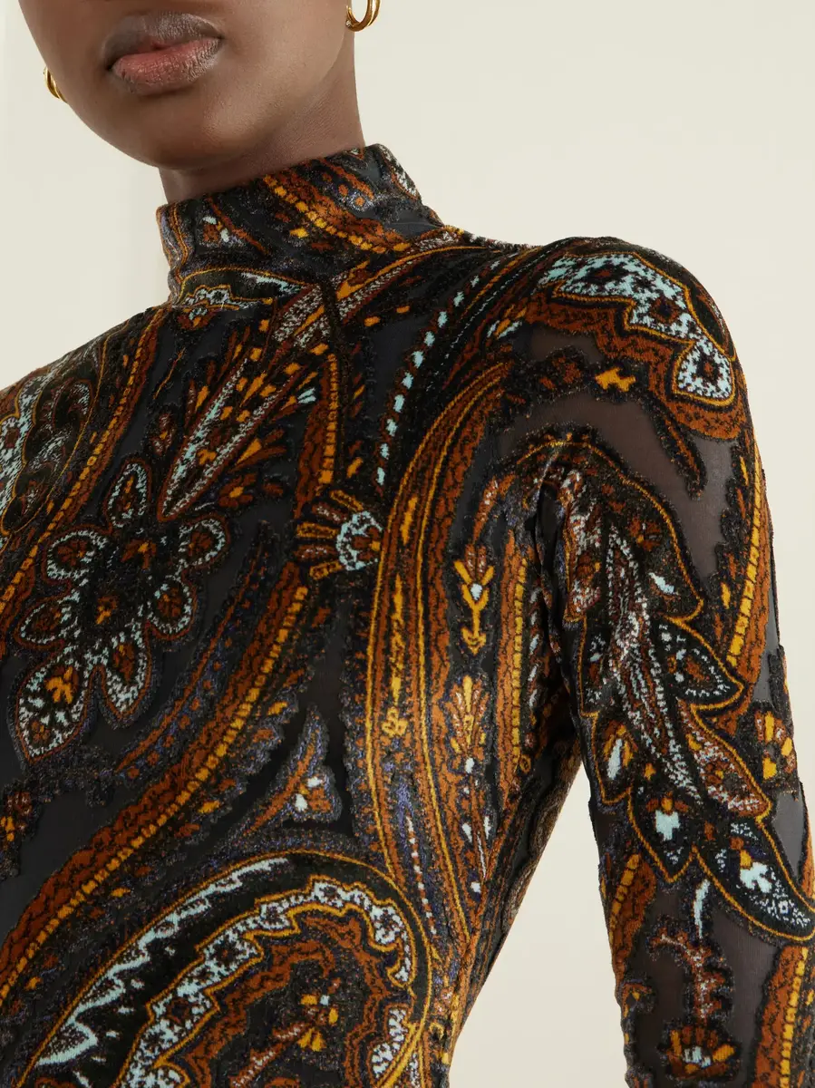 Etro Printed stretch-velvet knee-length dress | Thumbnail 4 Etro Printed stretch-velvet knee-length dress | Thumbnail 4