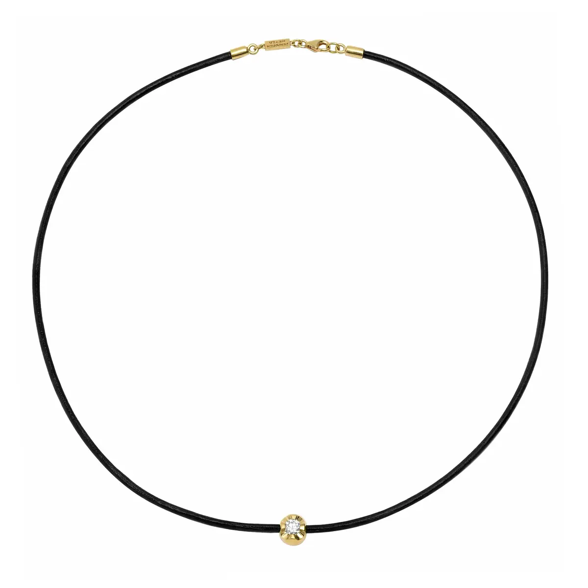 Jennifer Meyer Illusion Set Diamond and Leather Cord Necklace | Thumbnail 2 Jennifer Meyer Illusion Set Diamond and Leather Cord Necklace | Thumbnail 2