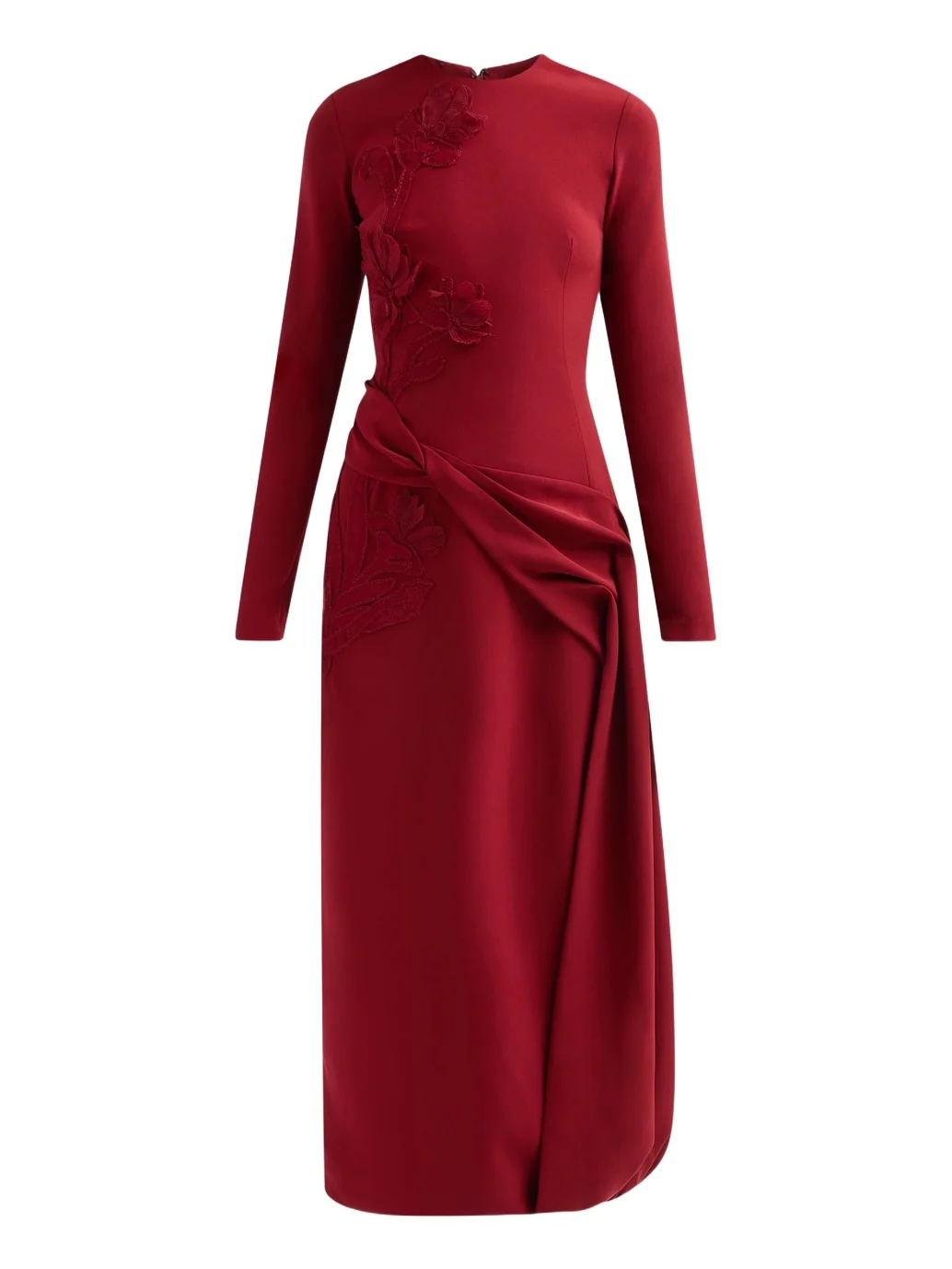 Women's Floral Organza Embroidered Crepe Dress Women's Floral Organza Embroidered Crepe Dress