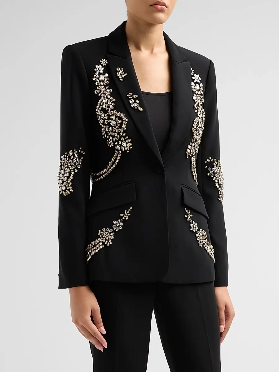 Cinq à Sept Women's Cheyenne Crystal Cascade Blazer | Thumbnail 4 Cinq à Sept Women's Cheyenne Crystal Cascade Blazer | Thumbnail 4