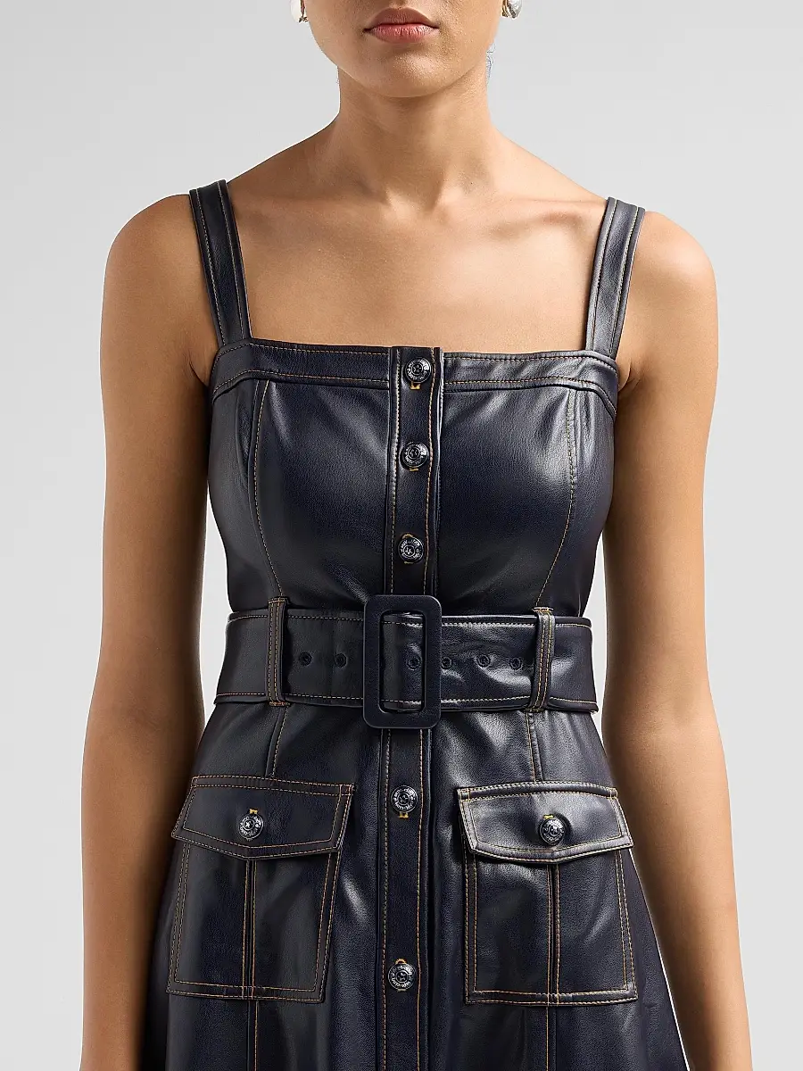 Cinq à Sept Women's Vega Faux-Leather Midi Dress | Thumbnail 5 Cinq à Sept Women's Vega Faux-Leather Midi Dress | Thumbnail 5