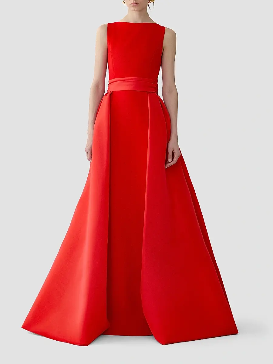 Carolina Herrera Women's Boatneck Silk Overskirt Column Gown | Thumbnail 2 Carolina Herrera Women's Boatneck Silk Overskirt Column Gown | Thumbnail 2