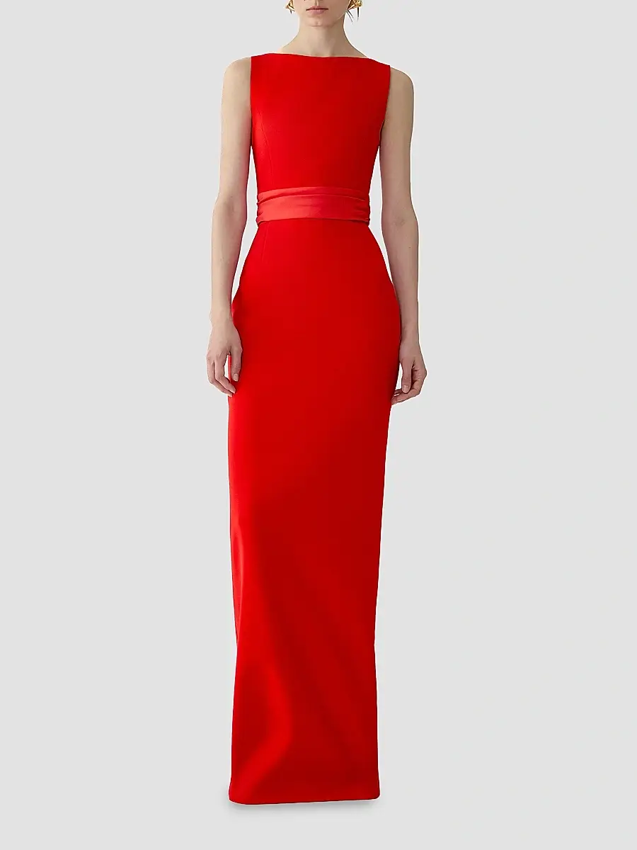 Carolina Herrera Women's Boatneck Silk Overskirt Column Gown | Thumbnail 3 Carolina Herrera Women's Boatneck Silk Overskirt Column Gown | Thumbnail 3
