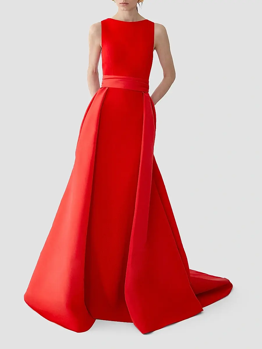 Carolina Herrera Women's Boatneck Silk Overskirt Column Gown | Thumbnail 6 Carolina Herrera Women's Boatneck Silk Overskirt Column Gown | Thumbnail 6