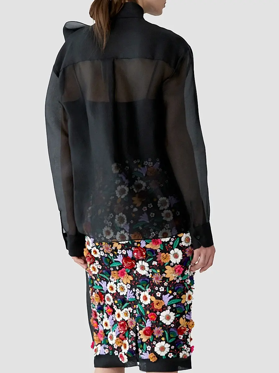 Carolina Herrera Women's Silk Chiffon Bow Blouse | Thumbnail 3