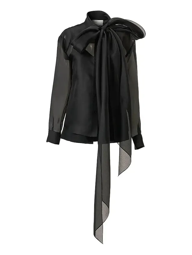 Women's Silk Chiffon Bow Blouse