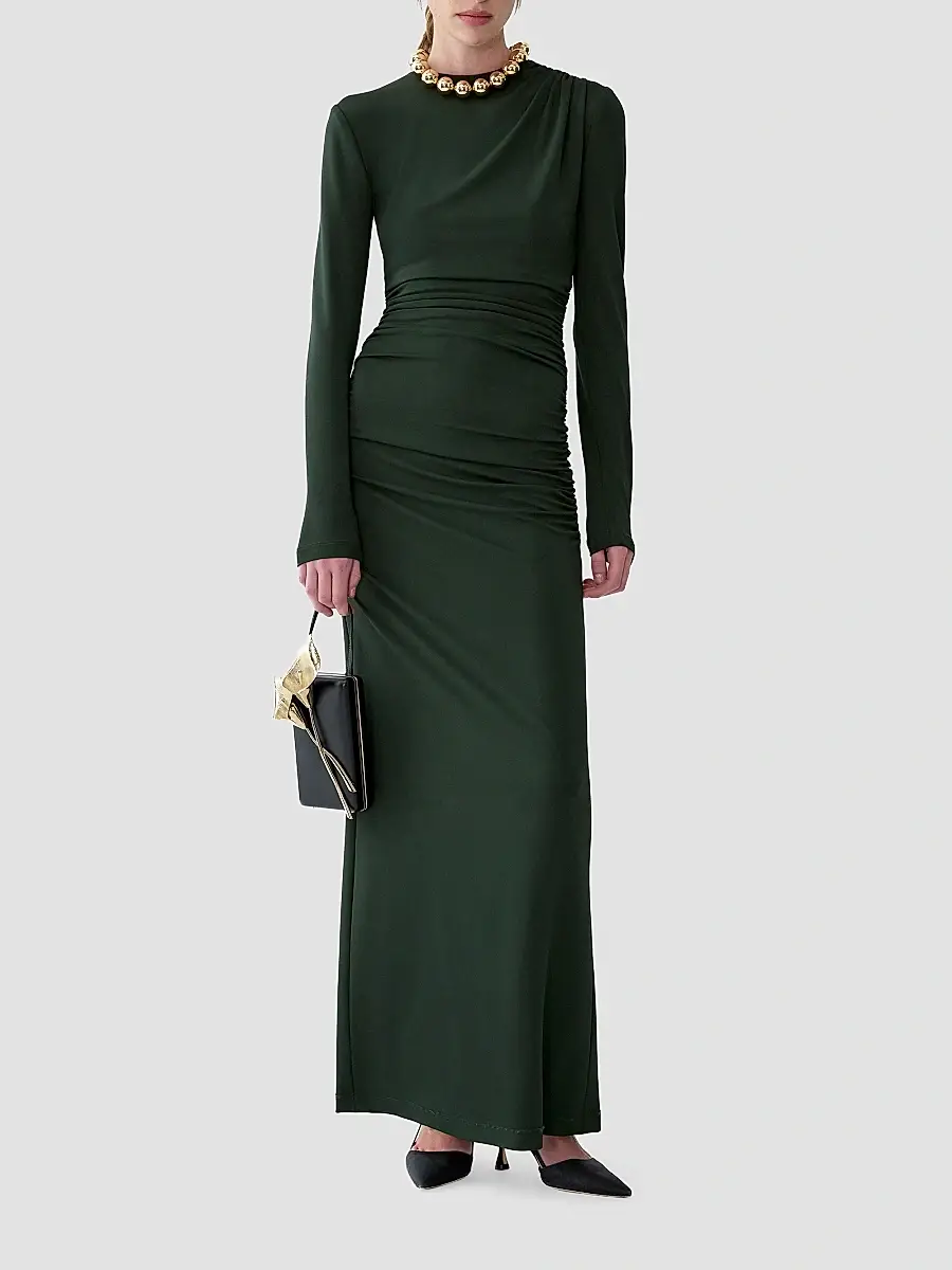 Carolina Herrera Women's Draped Jersey Long-Sleeve Gown | Thumbnail 2 Carolina Herrera Women's Draped Jersey Long-Sleeve Gown | Thumbnail 2