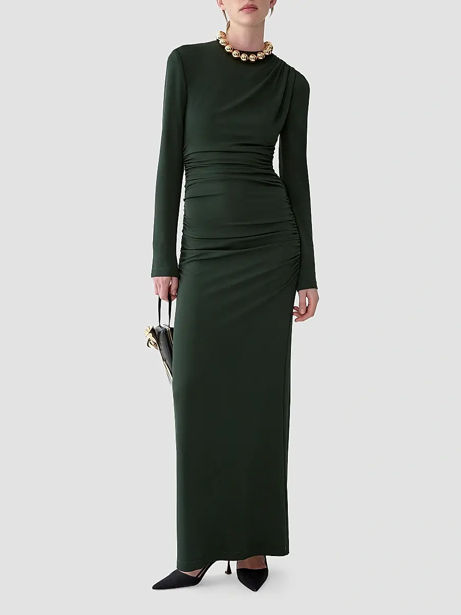 Carolina Herrera Women's Draped Jersey Long-Sleeve Gown | Thumbnail 4 Carolina Herrera Women's Draped Jersey Long-Sleeve Gown | Thumbnail 4