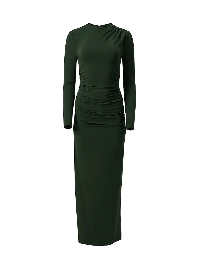 Carolina Herrera Women's Draped Jersey Long-Sleeve Gown - Forest Green | Image 1 Carolina Herrera Women's Draped Jersey Long-Sleeve Gown - Forest Green | Image 1