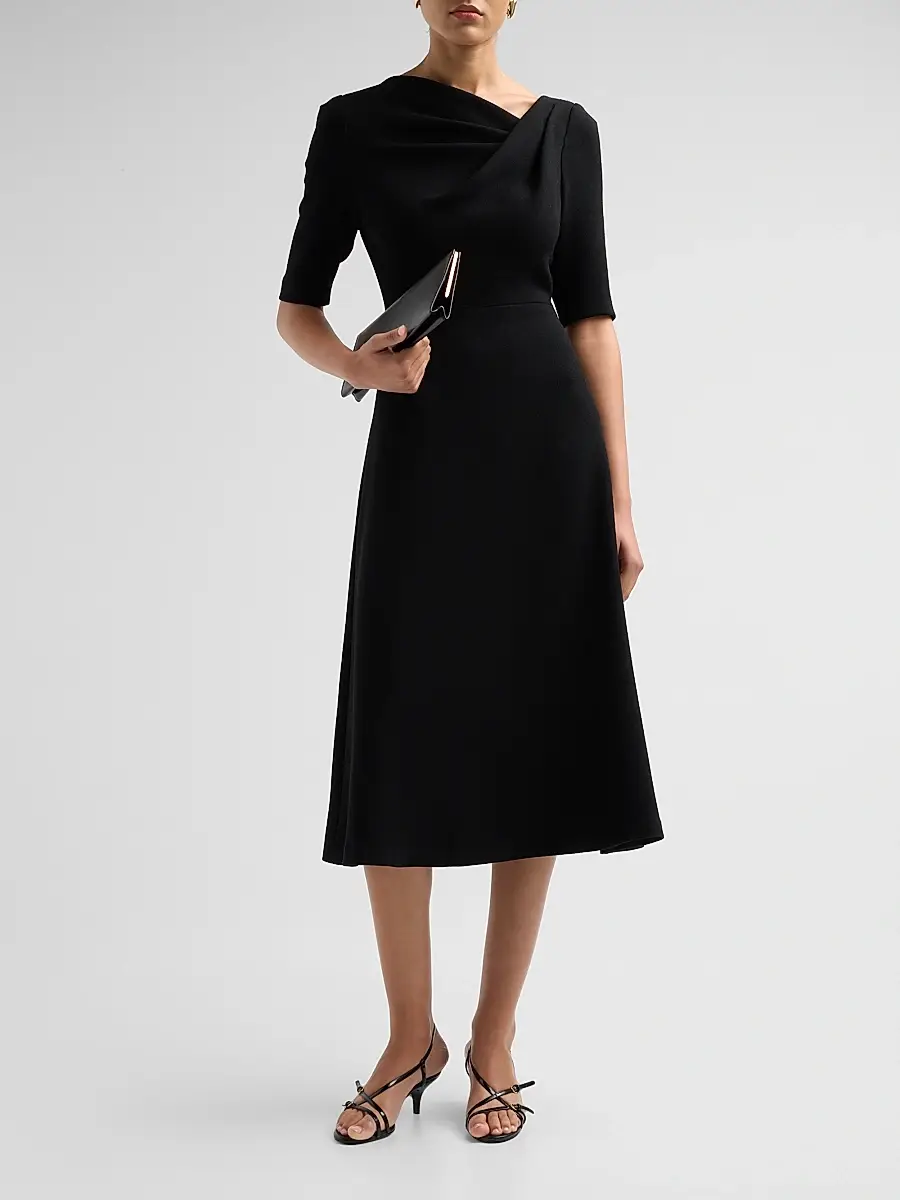 Teri Jon by Rickie Freeman Women's Crêpe Asymmetric A-Line Cocktail Dress | Thumbnail 2