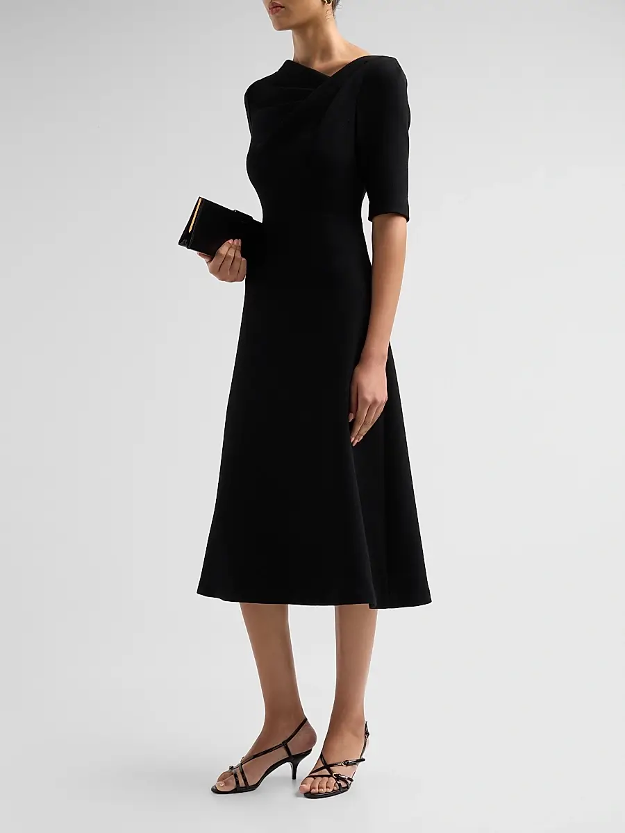 Teri Jon by Rickie Freeman Women's Crêpe Asymmetric A-Line Cocktail Dress | Thumbnail 4