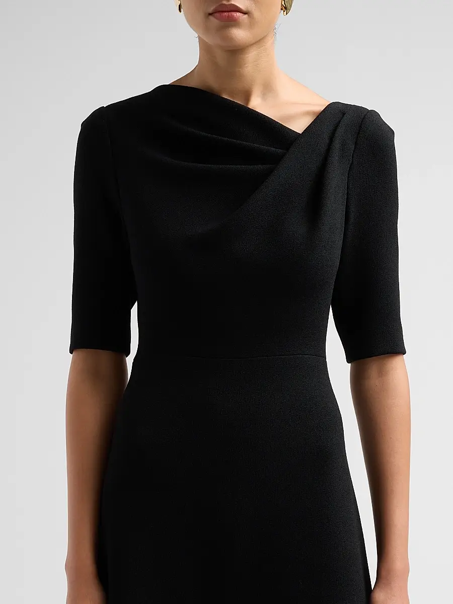 Teri Jon by Rickie Freeman Women's Crêpe Asymmetric A-Line Cocktail Dress | Thumbnail 5