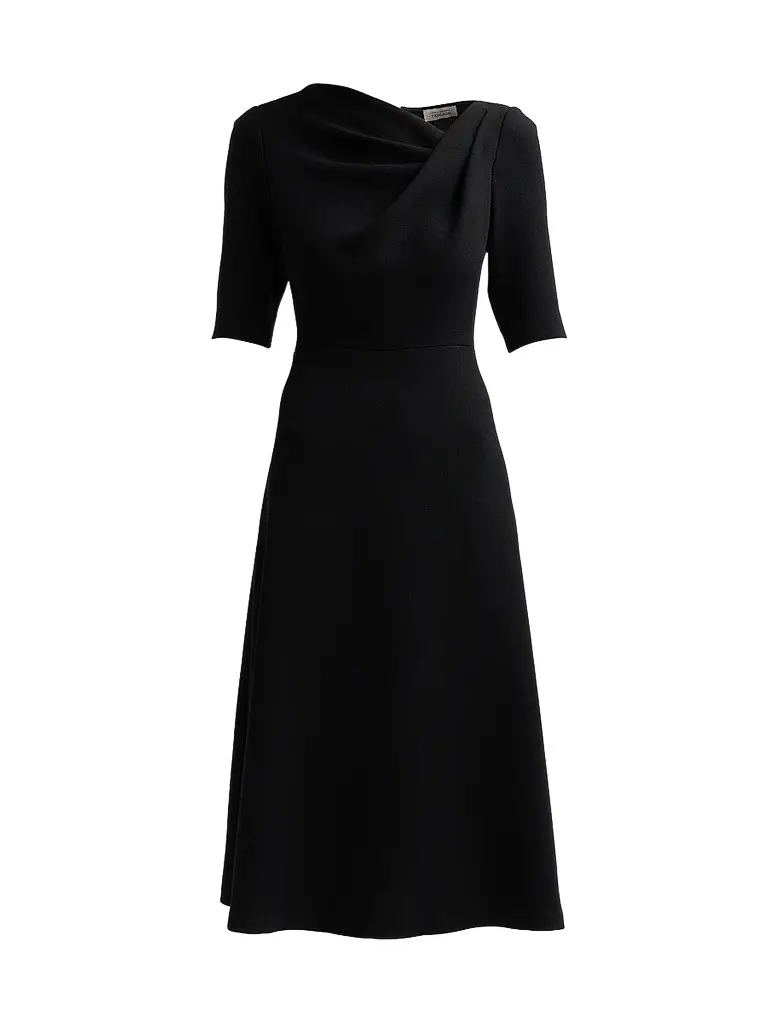 Teri Jon by Rickie Freeman Women's Crêpe Asymmetric A-Line Cocktail Dress - Black | Image 1 Teri Jon by Rickie Freeman Women's Crêpe Asymmetric A-Line Cocktail Dress - Black | Image 1