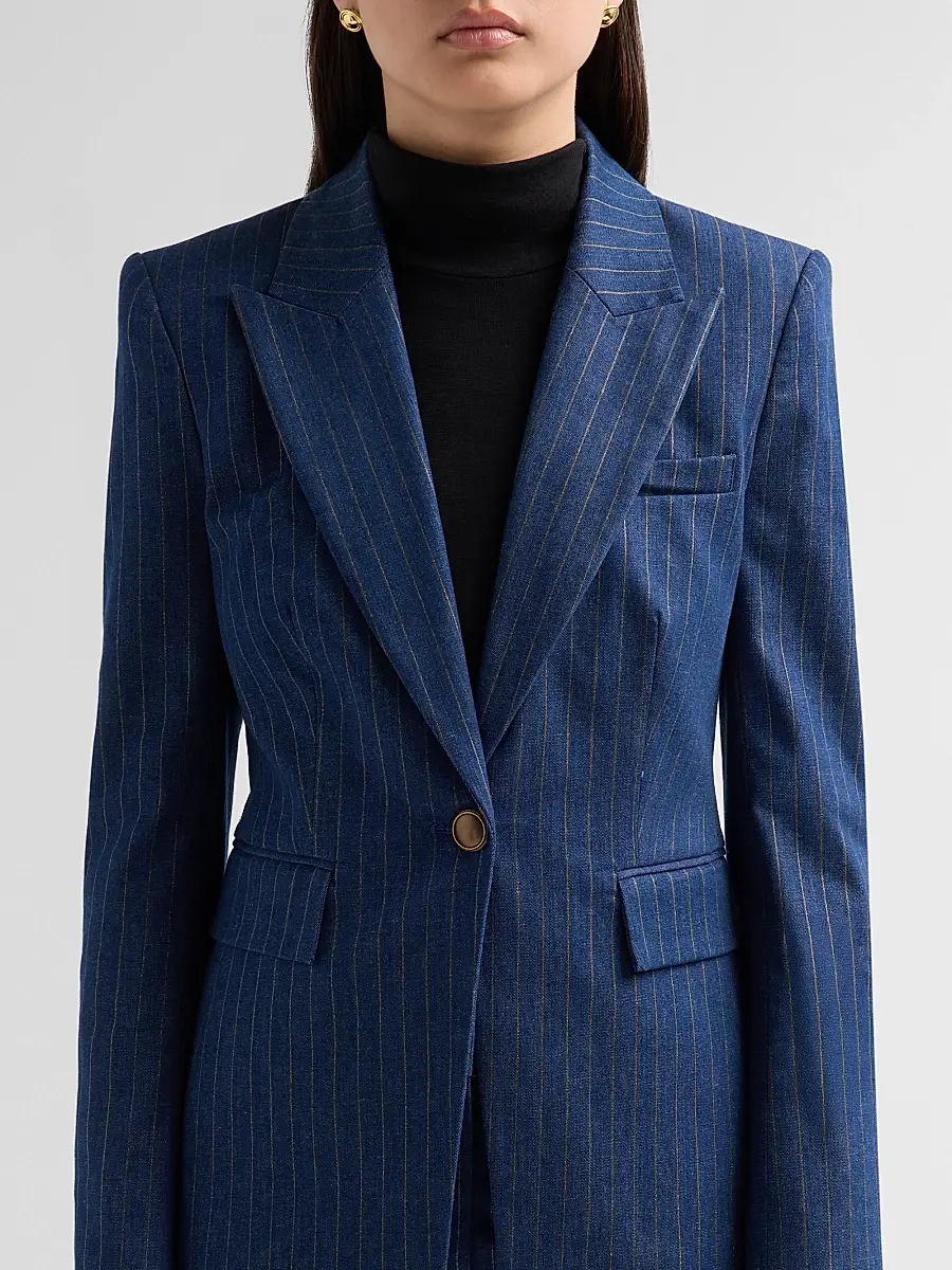 Veronica Beard Women's Naira Striped Cotton-Blend Single-Breasted Dickey Jacket | Thumbnail 5 Veronica Beard Women's Naira Striped Cotton-Blend Single-Breasted Dickey Jacket | Thumbnail 5